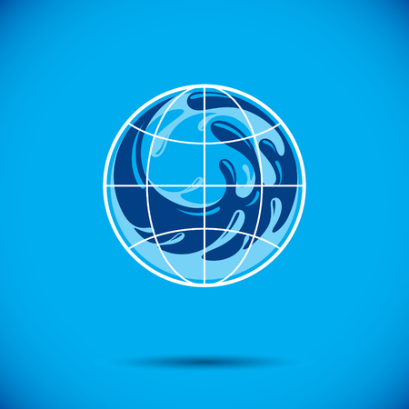Global water circulation vector logotype for use in spa and resort organizations. Environment conservation concept. のイラスト素材