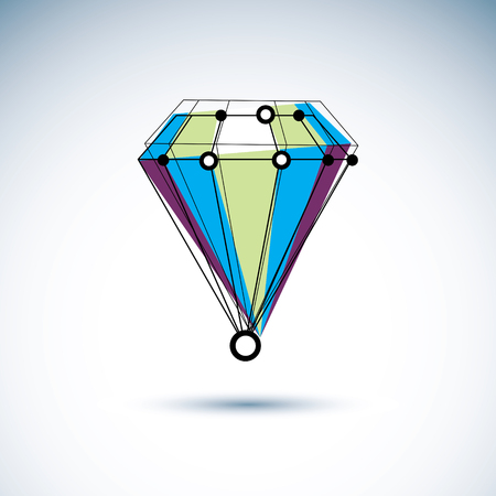 Technology conceptual logotype. Isometric abstract vector low poly shape, digital science theme illustration.のイラスト素材