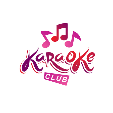 Karaoke club vector emblem created using musical notes, design elements for karaoke club flyers cover design.のイラスト素材