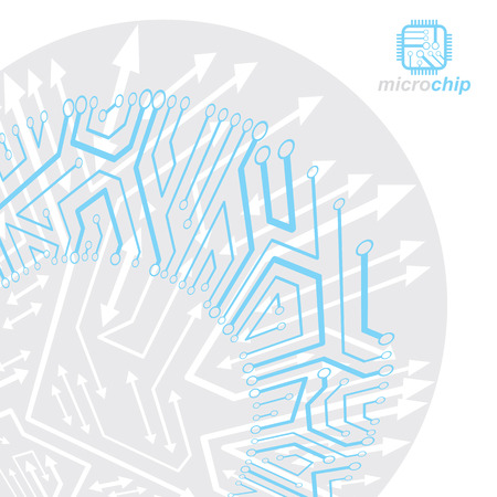 Futuristic cybernetic scheme, vector motherboard illustration. Digital element, circuit board. Technology innovation abstract background with arrows.のイラスト素材