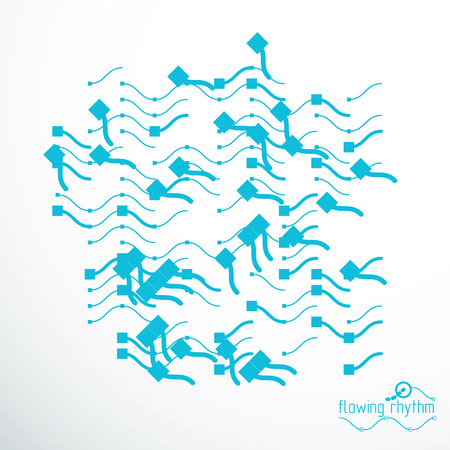 Abstract wavy lines vector illustration. Technical cybernetic pattern can be used in web design and as wallpaper or background.のイラスト素材