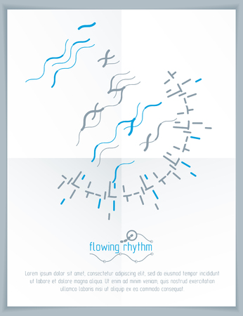 Abstract wavy lines vector illustration. Graphic template, advertising poster. Technological pattern.のイラスト素材