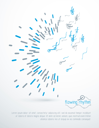 Abstract wavy lines rhythm pattern for use in graphic and web design. Vector technology flyer template.のイラスト素材