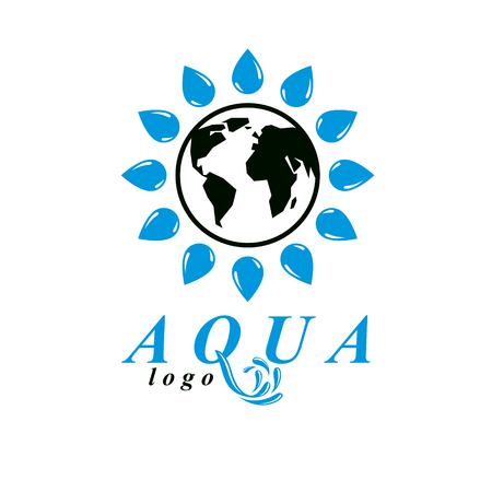 A Vector blue clear water drop symbol for use in mineral water advertising. Body cleansing concept.のイラスト素材