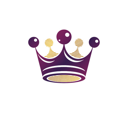 Royal Crown vector illustration. Heraldic design element. Retro style logo. Ornate logotype isolated on white background.のイラスト素材