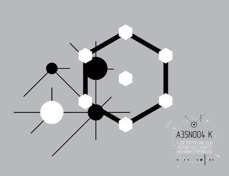 Engineering technology vector wallpaper made with circles and lines. Technical drawing abstract background. Art graphic illustration.のイラスト素材