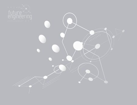 Mechanical engineering technology vector abstract background, cybernetic abstraction with innovative industrial schemes.のイラスト素材