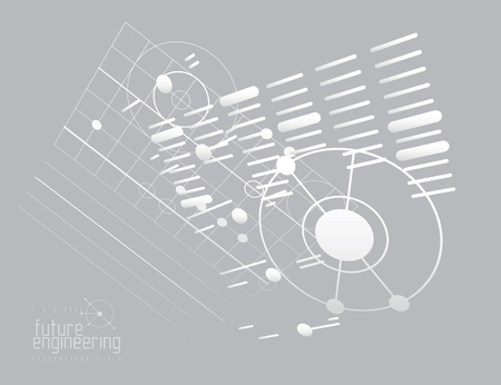 Engineering technological wallpaper made with circles and lines.のイラスト素材