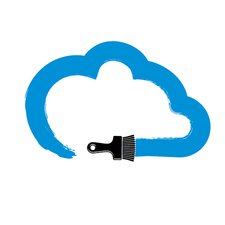 Simple cloud drawn with painting brush.のイラスト素材