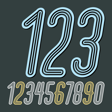 Set of stylish disco digits, modern numerals collection.のイラスト素材