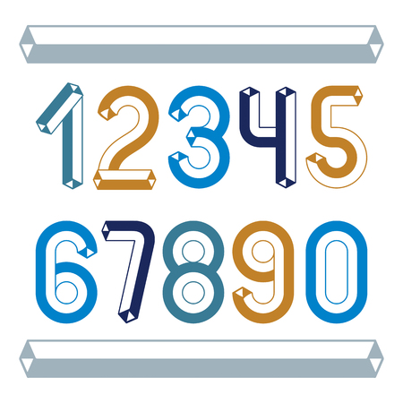 Trendy vintage digits numerals collection.のイラスト素材