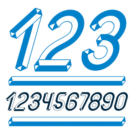 Trendy vintage digits numerals collection.のイラスト素材