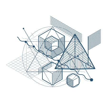 Modern line, circle and different shape abstract pattern.のイラスト素材