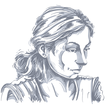 Portrait of a sad attractive woman.のイラスト素材