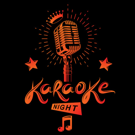 Karaoke night and club discotheque invitation poster design.のイラスト素材