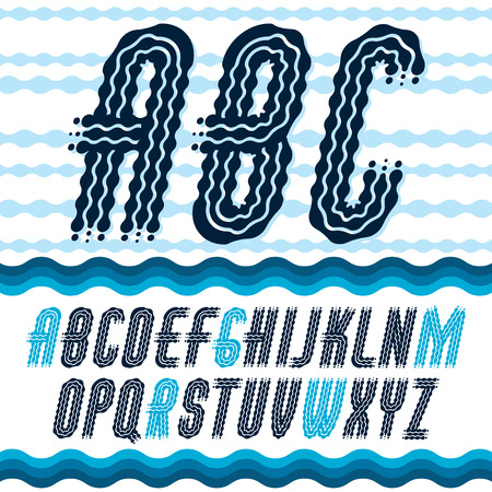 Vector elegant ornate upper case English alphabet letters, abc collection. Rounded bold italic condensed font, typescript for use as retro poster design elements. Made with flowing lines.のイラスト素材