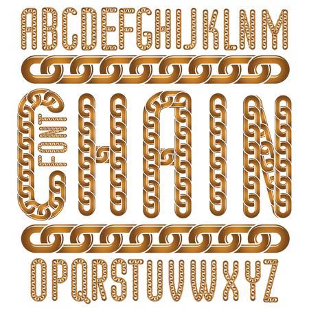 A vector font, trendy typescript can be used in poster creation. Capital business decorative letters created using connected chain link.のイラスト素材