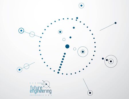 Engineering technology vector wallpaper made with circles and lines. Technical drawing abstract background.のイラスト素材