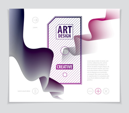 3d shape gradient color, vector abstract art element. Perfect for gift card, cover, poster or brochure. Bright color wave dimensional object.のイラスト素材