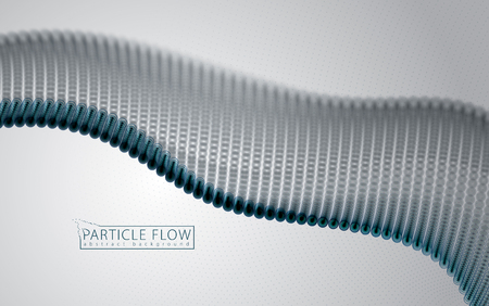 Flowing energy particles, wave of blurred dots. Blurred round circles vector effect illustration. 3d futuristic technology style.のイラスト素材