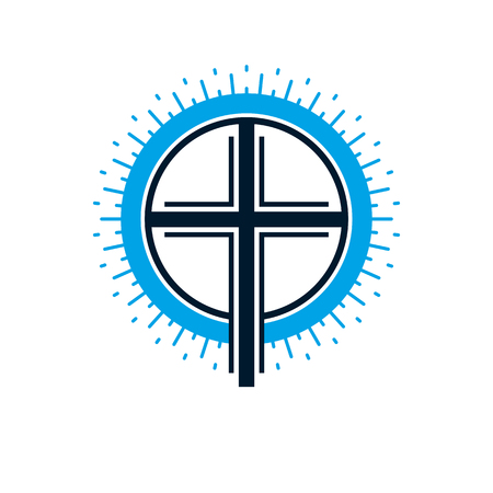 Christian Cross true belief in God vector symbol, Christianity religion icon.のイラスト素材