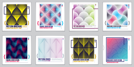 Template for covers, placards, posters, flyers and banners designs. Cool geometric vector set line backgrounds for your designs. Minimalistic brochure designs.のイラスト素材