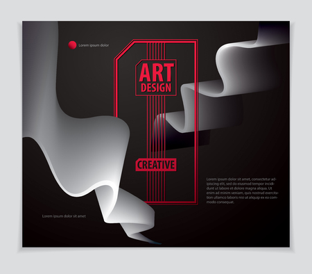 Wavy lined abstract vector shape, abstract art element. Perfect for gift card, cover, poster or brochure. Bright color wave dimensional object.のイラスト素材