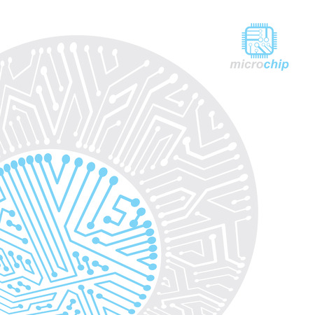 Technology communication cybernetic element. Vector abstract illustration of circuit board. Modern innovation technologies backdropのイラスト素材