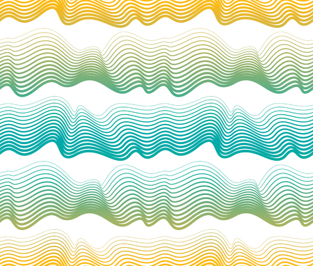 Artistic vector seamless pattern with stylized multicolored waves, colorful curve lines abstract repeat tiling background. Water Wave abstract design.のイラスト素材