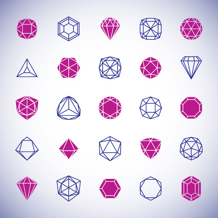 Vector abstract geometric forms collection can be used as corporate business identity logo. Faceted gemstone sign.のイラスト素材