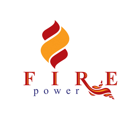 The power of burning fire, nature element vector logo for use in petrol and gas advertising.のイラスト素材