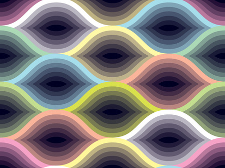 Geometric seamless pattern, abstract tiling background, vector repeat endless wallpaper illustration. Wavy curve shapes trendy repeat motif.のイラスト素材