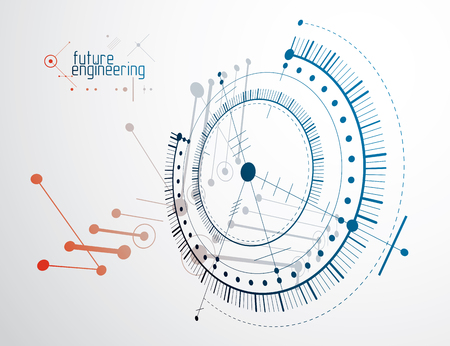 Illustration of a future engineering concept with an abstract clock designのイラスト素材