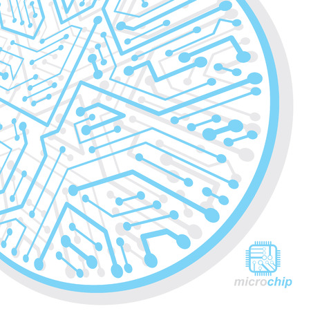 Blue and white microchip illustration on a white background.のイラスト素材