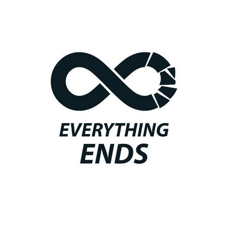 Crashed Infinity Loop vector symbol, conceptual logo special design.