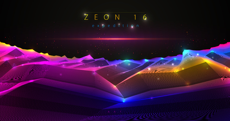 Science fiction vector cosmic illustration, space fantastic planet 3d line drawing. Usable as abstract background with copy space for title and text.のイラスト素材