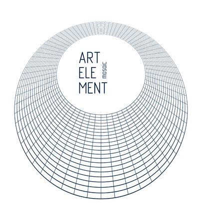 Abstract 3d linear mesh in a shape of circle vector background, abstract dimensional lattice surface illustration. のイラスト素材