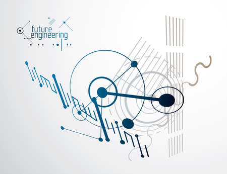 Futuristic abstract vector technology background. Mechanical engineering wallpaper.