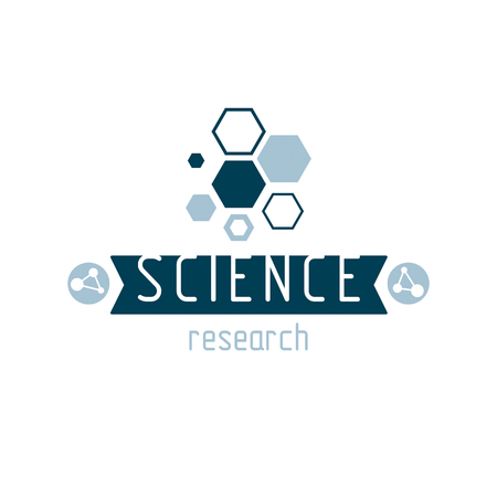 Vector model of molecule created using wire-frame connection. Molecular biotechnology conceptual icon for use in advertisement and as business creative emblem.のイラスト素材