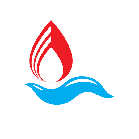 Combination of water and fire elements abstract logo, nature power.のイラスト素材