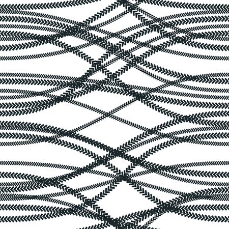 Curve wavy lines seamless pattern, vector repeat endless background, tangled stripes trendy tiling wallpaper motif. Usable for fabric, wallpaper, wrapping, web and print. Single color, blackのイラスト素材