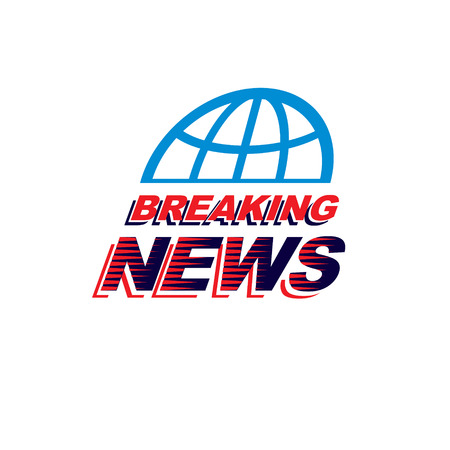 Breaking news concept, vector globe illustration. Journalism concept.のイラスト素材