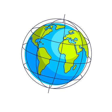 Planet earth vector illustration isolated on white background, America, Africa and Europe continents side.のイラスト素材