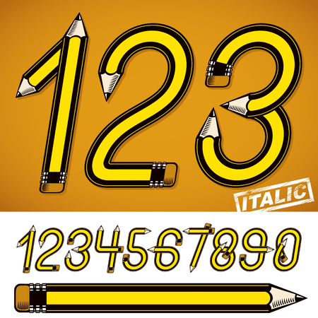 School theme, pencils design numbers, best for use in logotype design for drawing art class.のイラスト素材