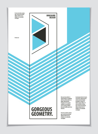 Brochure Design Template minimal design. Modern Geometric Abstract pattern vector background. Striped line textured geometric illustration. A4 print format.のイラスト素材