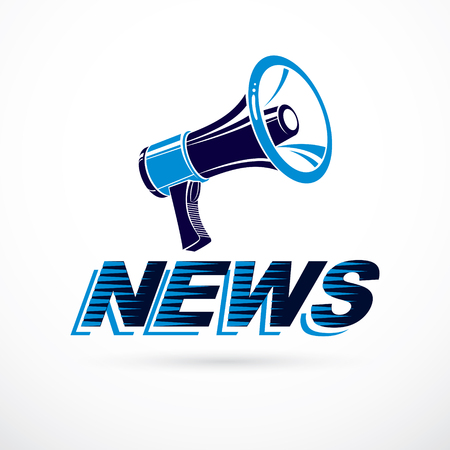 Public information campaign intended to encourage or discourage definite forms of people behavior. News vector leaflet composed with megaphone illustration.のイラスト素材