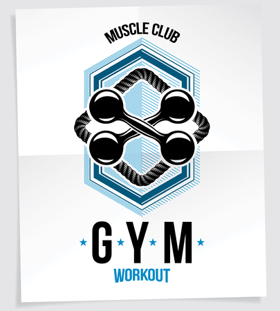 Sport popularization inspirational poster made using fitness dumbbell sport equipment.のイラスト素材