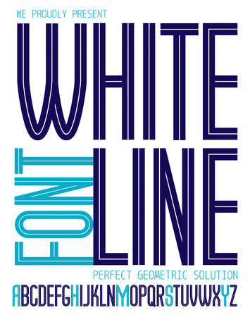 Vector tall condensed capital English alphabet letters collection made with white lines, can be used in poster design as newspaper advertisingのイラスト素材