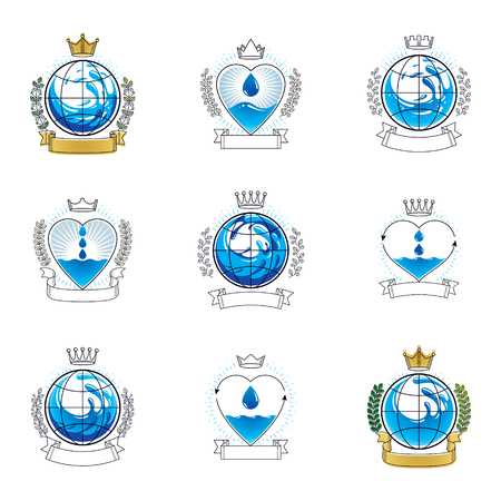 Sea wave splash vector symbol. Pure water as most important resource for human activity theme.のイラスト素材