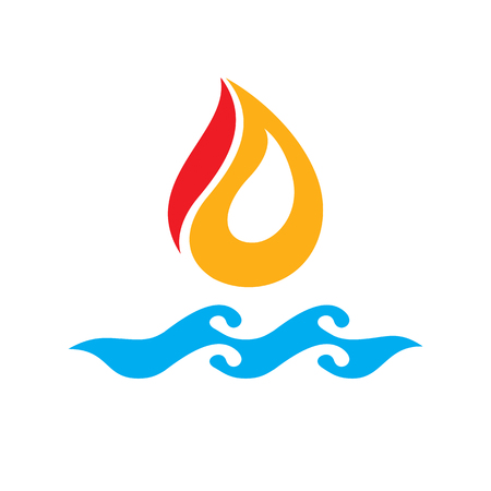 Combination of water and fire elements abstract logo, nature power.のイラスト素材